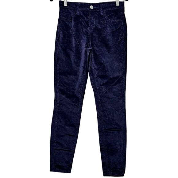 Blank NYC Denim - Blanknyc Woman's Navy Velvet Skinny Pants Size 26 With Button Closure &‎ Pockets